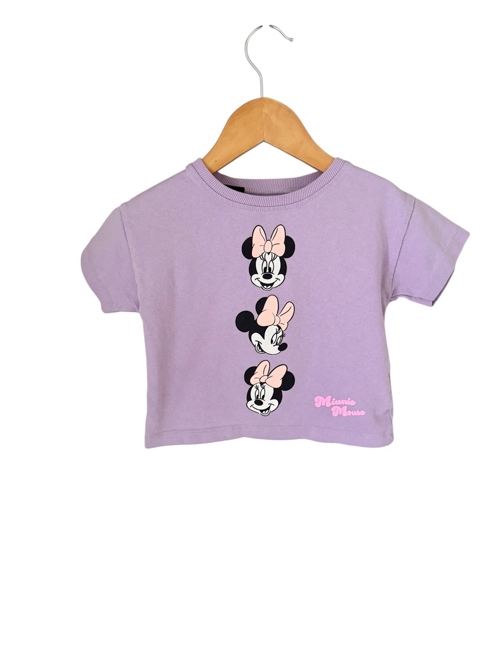 Zara Disney Lilac Short Sleeve Tee with Pink Minnie Graphics